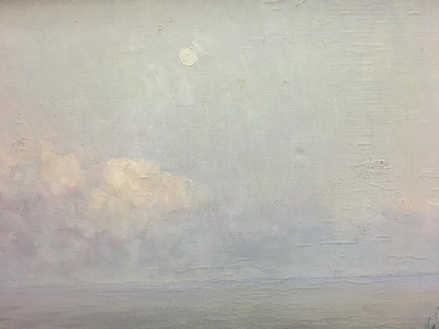 Oil painting landscape by Bezugly Daniil Ivanovich, pale sky with lavender clouds