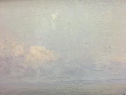 Oil painting landscape by Bezugly Daniil Ivanovich, pale sky with lavender clouds
