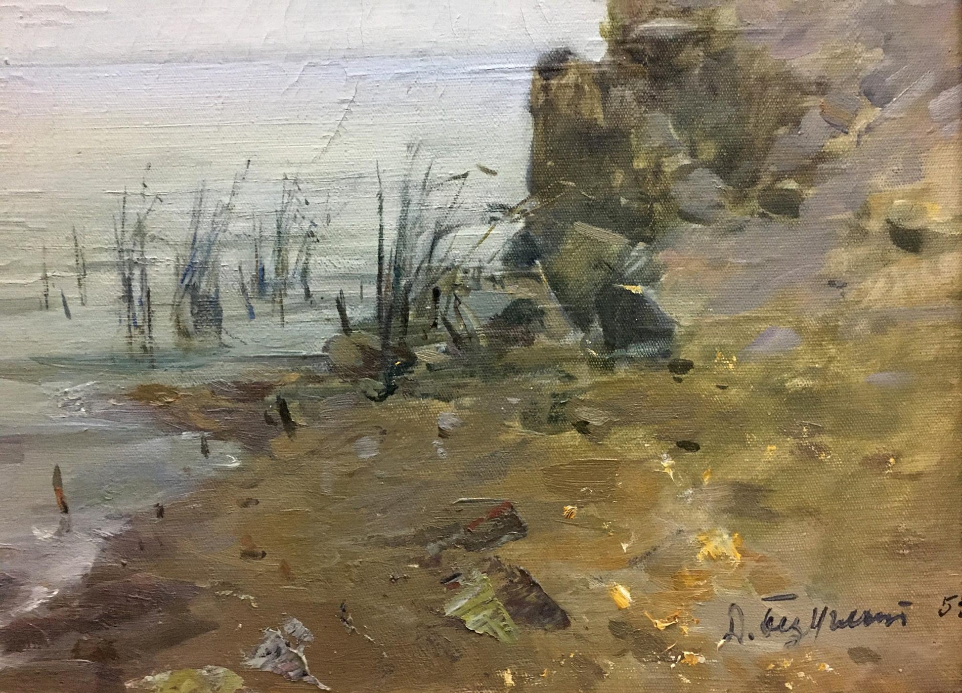 Textured oil painting of coastal landscape by Bezugly Daniil Ivanovich