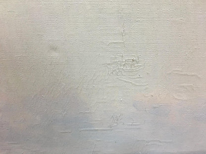 Weathered off-white canvas texture and peeling paint in Bezugly oil painting