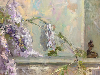 Oil painting Lilac Ryman by Evgeny Nikolaevich, impressionistic wisteria