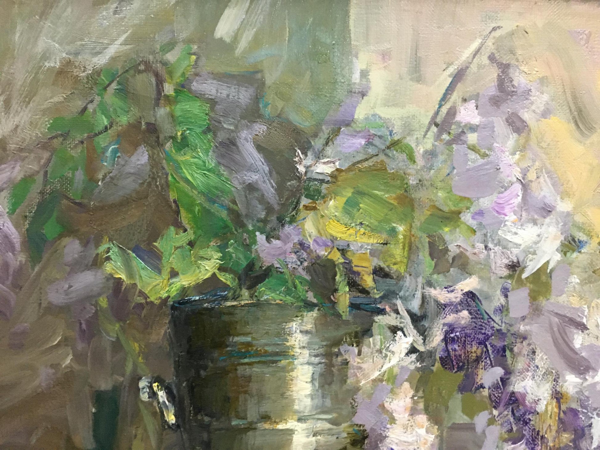 Oil painting Lilac by Ryman Evgeny Nikolaevich with purple flowers
