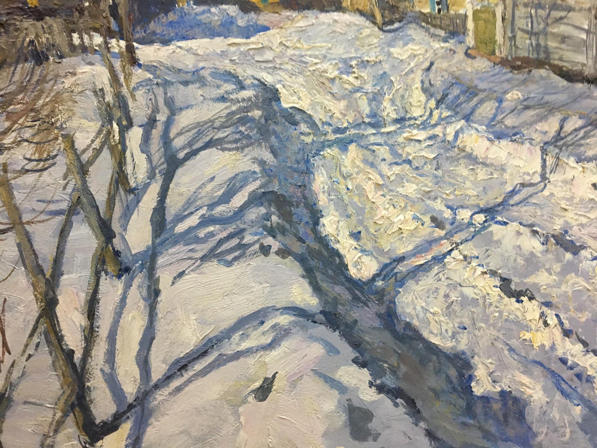 Oil painting of snow-covered village by Zvyagintsev Rostislav Mikhailovich