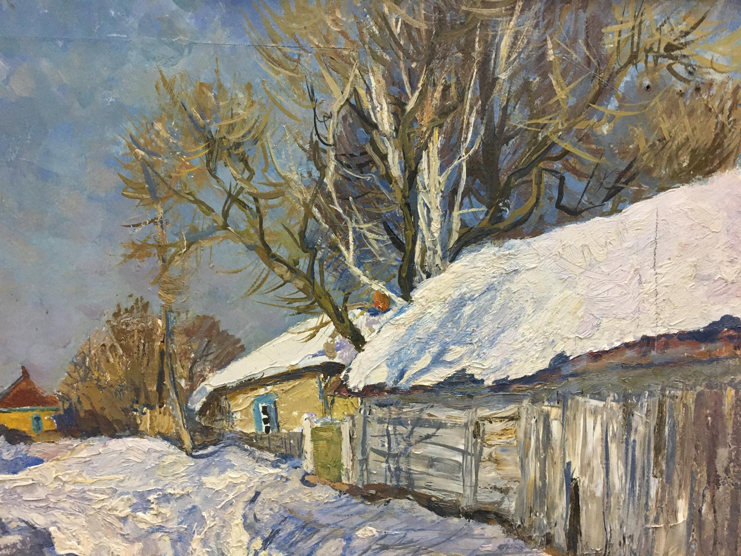 Oil painting of snow-covered rustic house by Zvyagintsev Rostislav Mikhailovich