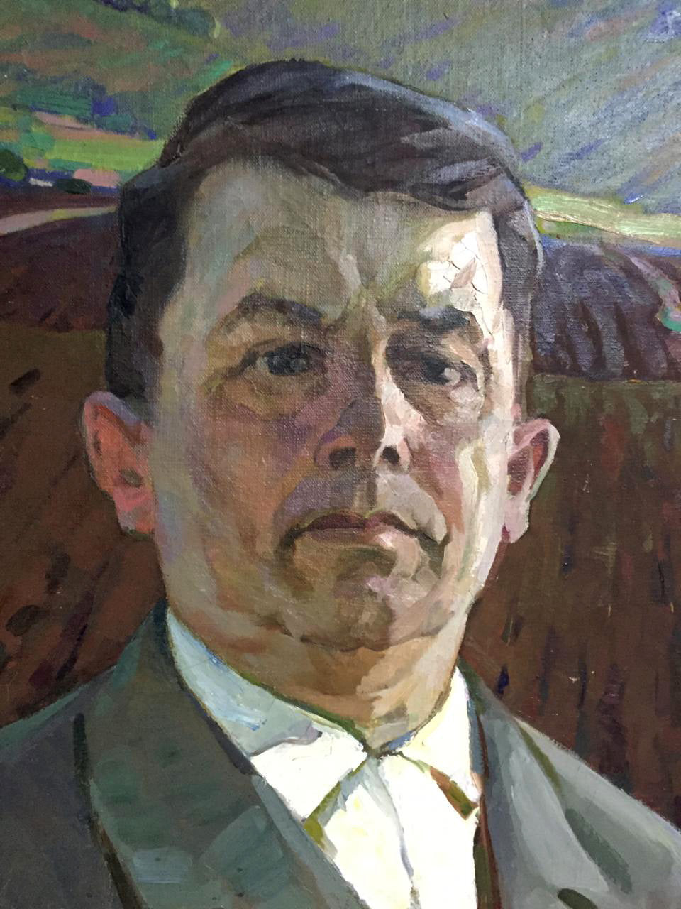 Social realism oil painting portrait of Chvala Dmitry Andreevich