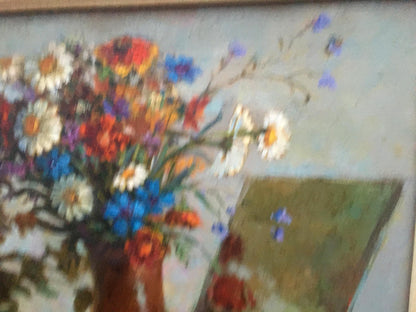 Vibrant impressionistic oil painting Autumn still life Pivtorak Sergey bouquet vase
