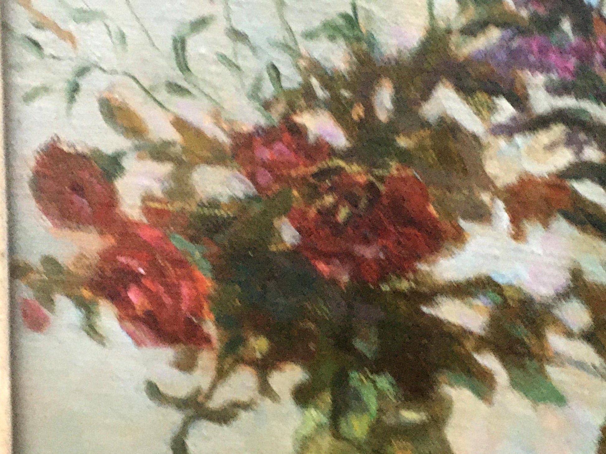 Oil painting Autumn still life Pivtorak Sergey with red roses and green leaves