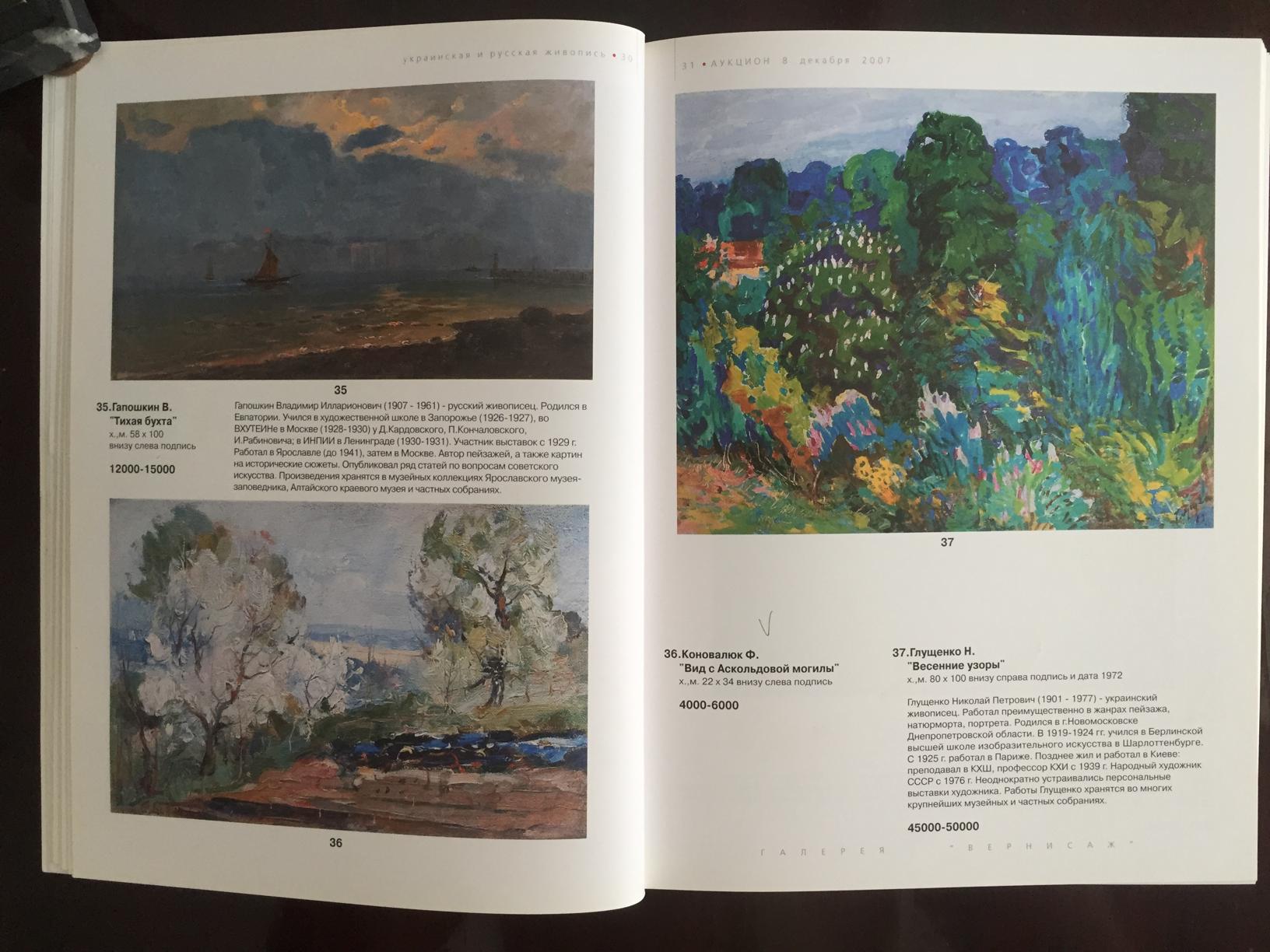 Oil painting Garden by Glushchenko Nikolay Petrovich with Gory by L. spread