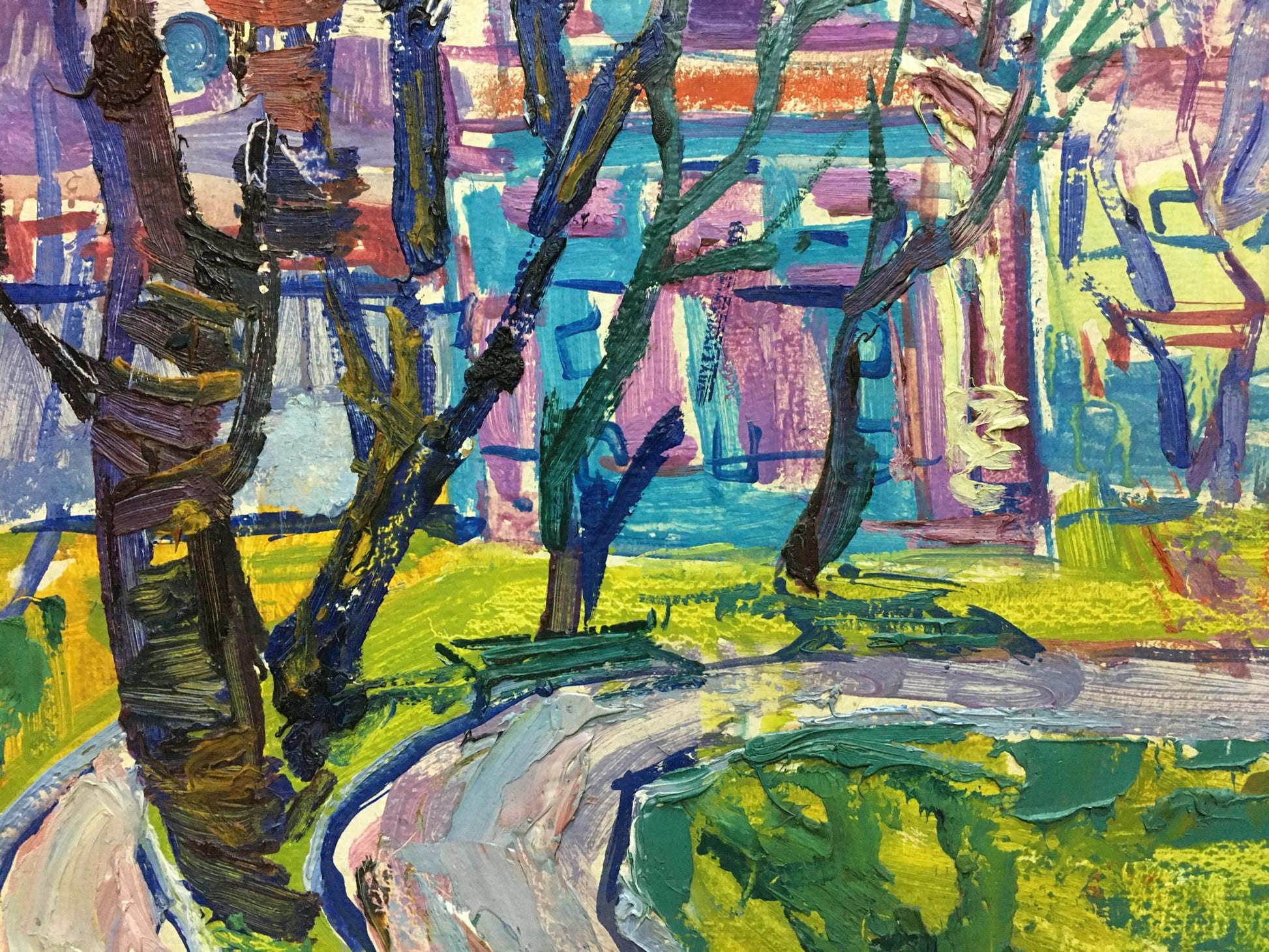 Vibrant oil landscape painting with church by Glushchenko Alexander Nikolaevich
