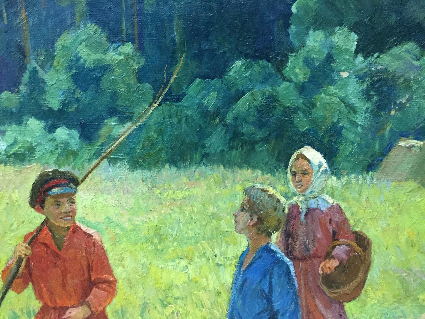 Oil painting To the forest by Kogan-Shats Matviy Borysovych, kids in field