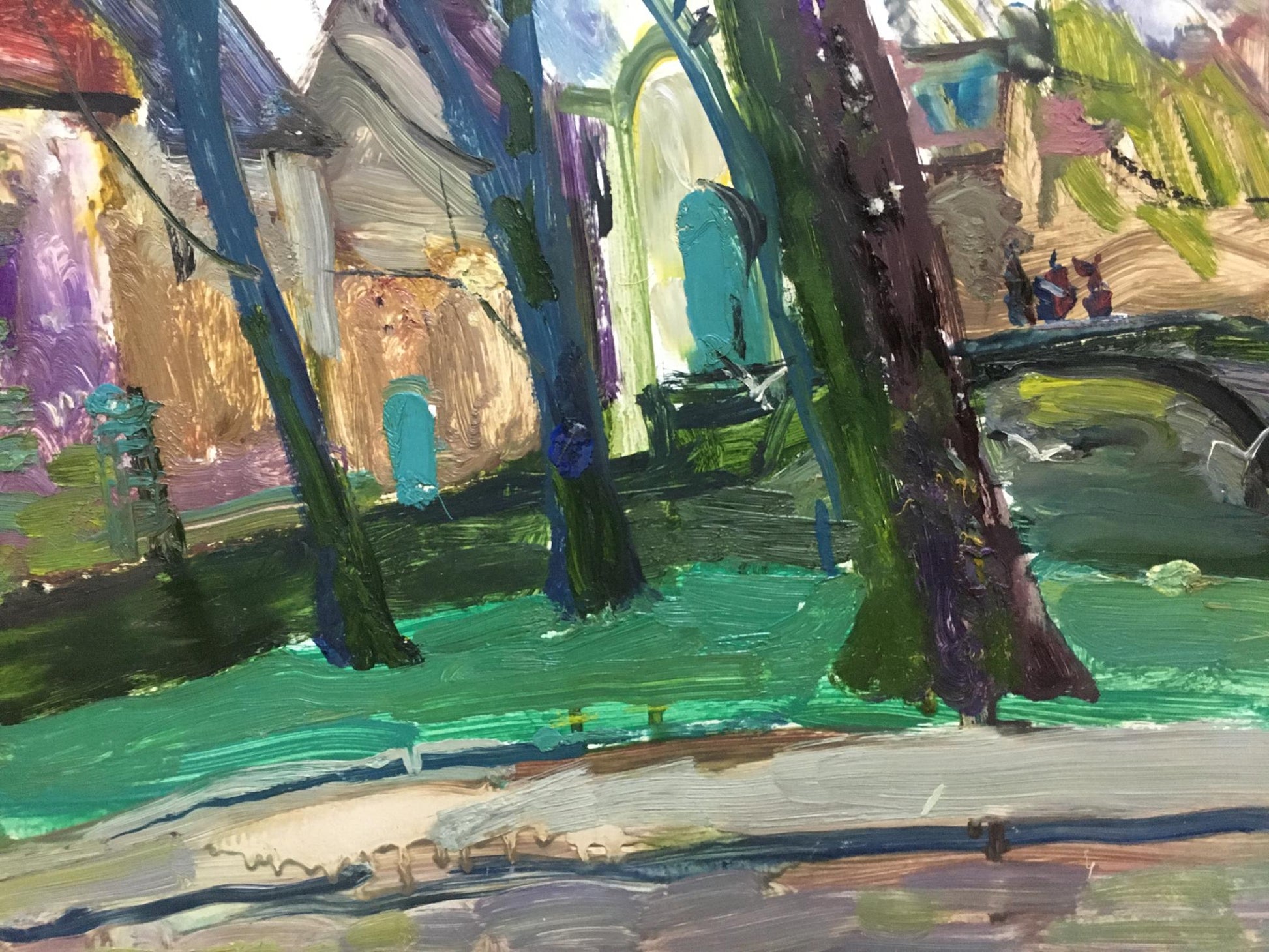Vibrant impressionist oil painting View of the village by Glushchenko Nikolay Petrovich