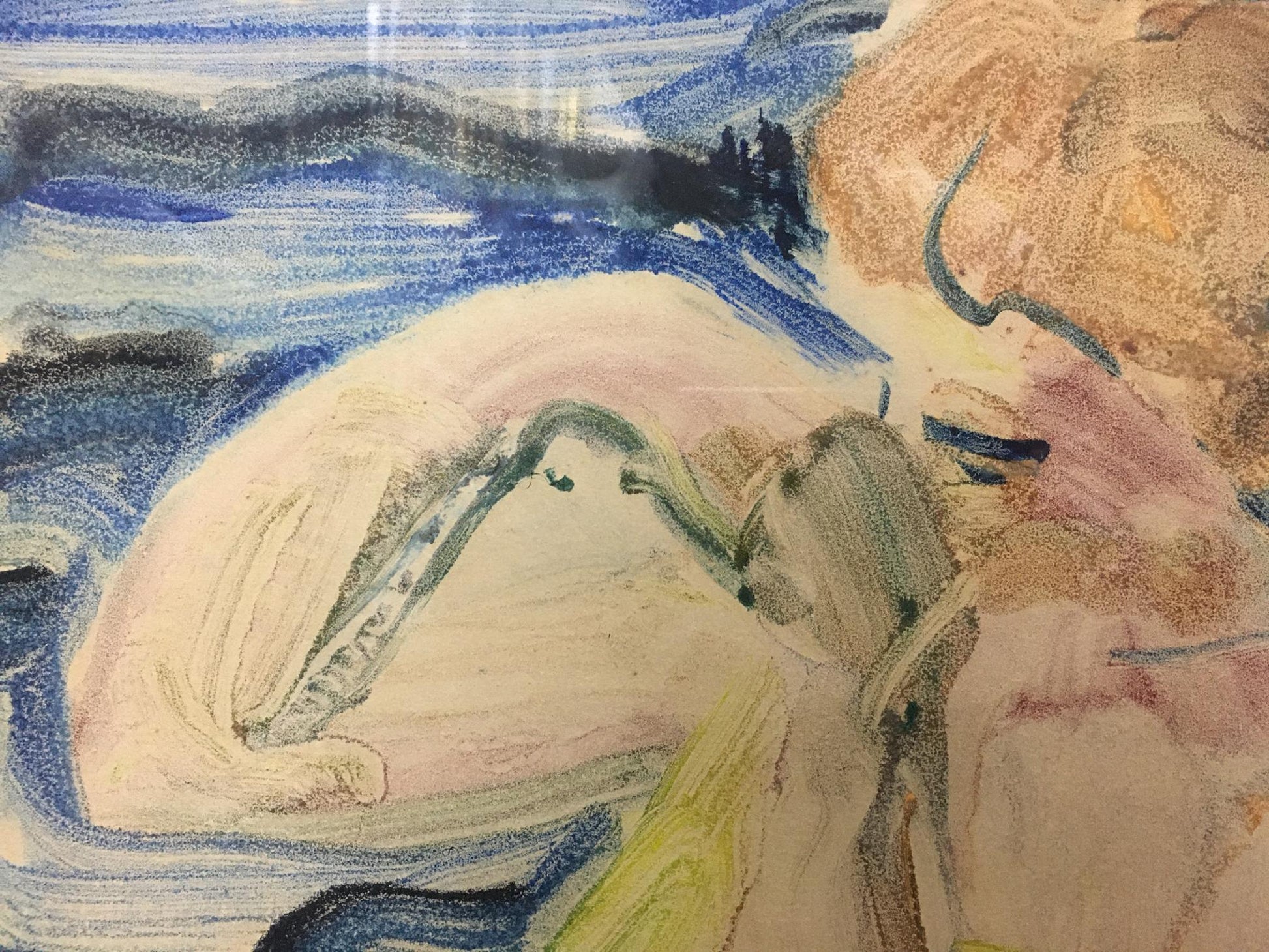 Soft pastel sketch of reclining girl by Glushchenko Nikolay Petrovich