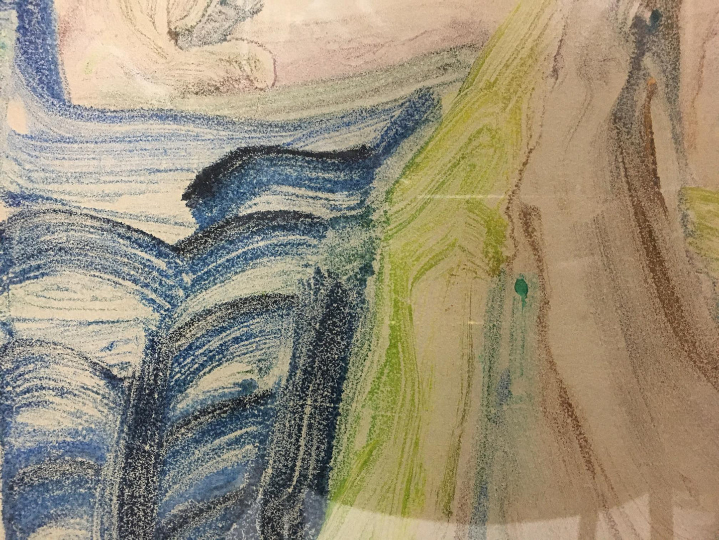 Abstract blue green pastel portrait of girl by Glushchenko Nikolay Petrovich