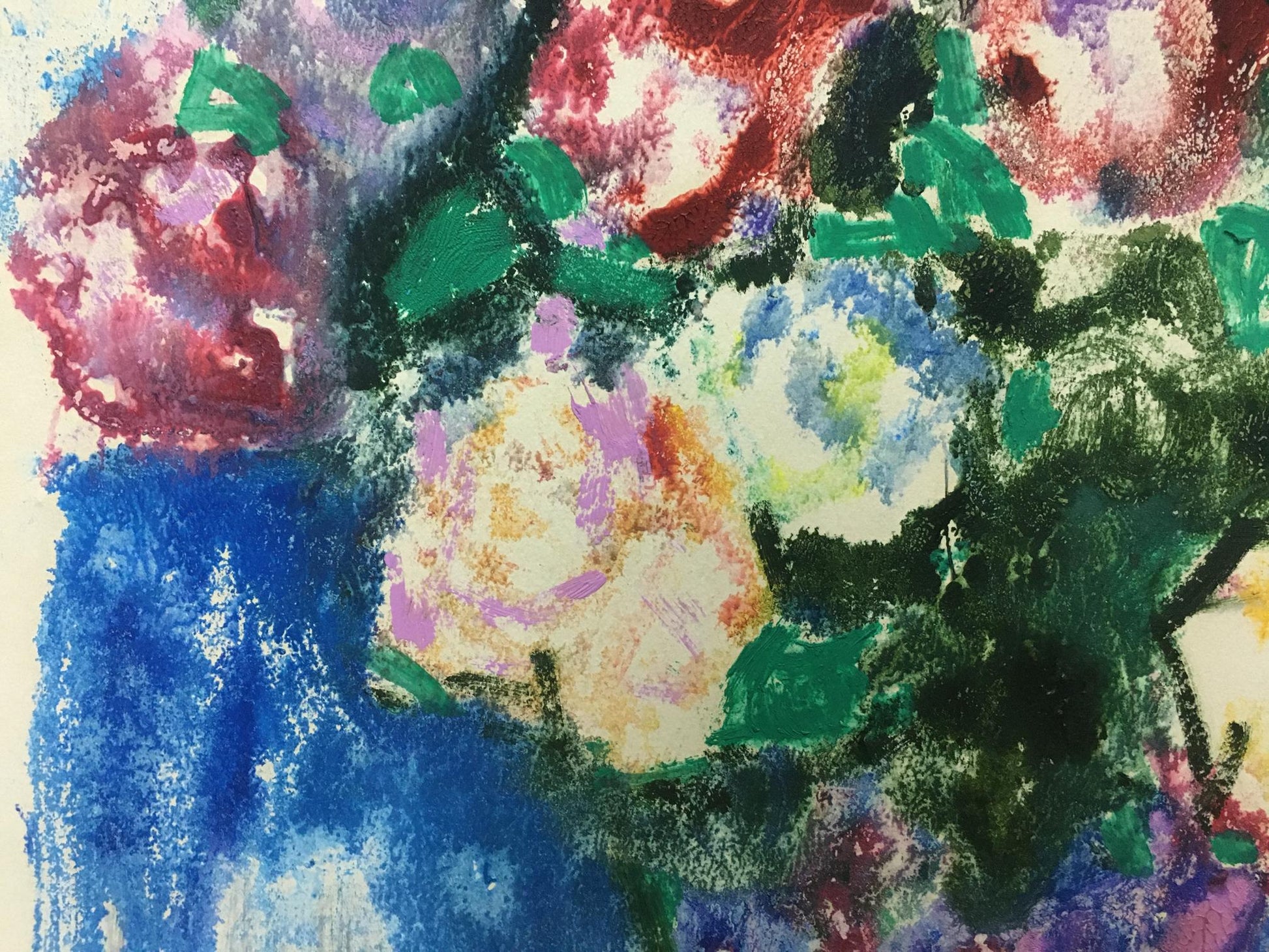 Painting Roses by Glushchenko Nikolay Petrovich in blue vase
