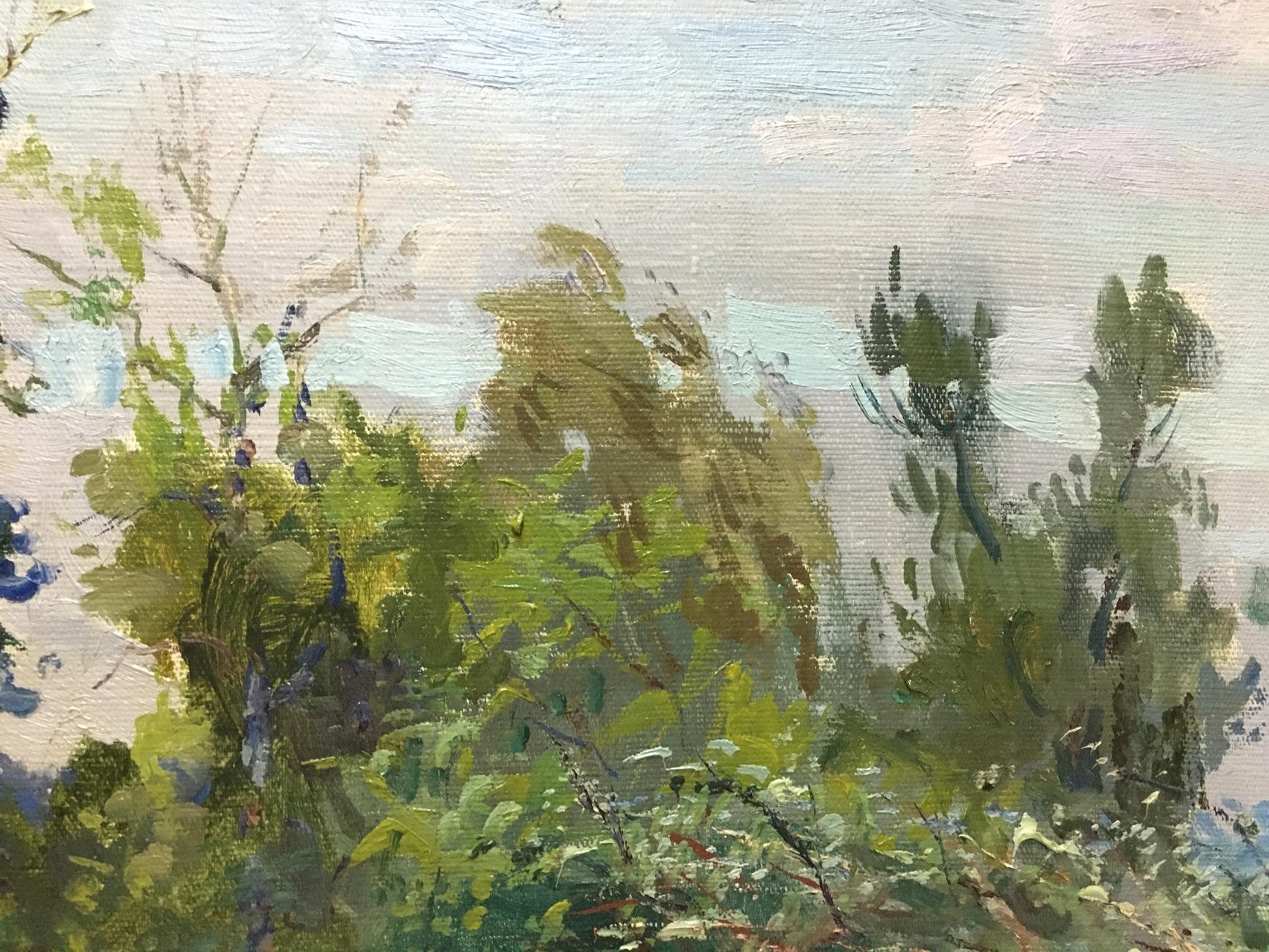 Textured oil painting of lush forest by Glushchenko Nikolay Petrovich