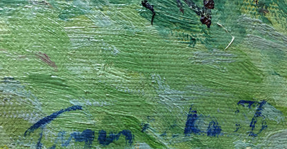 Textured green oil landscape painting by Glushchenko Nikolay Petrovich