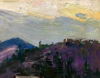 Oil painting of purple green blue hills by Glushchenko Nikolay Petrovich