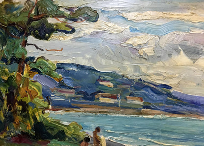 Impressionistic oil painting Near the shore with a girl by Glushchenko Nikolay Petrovich