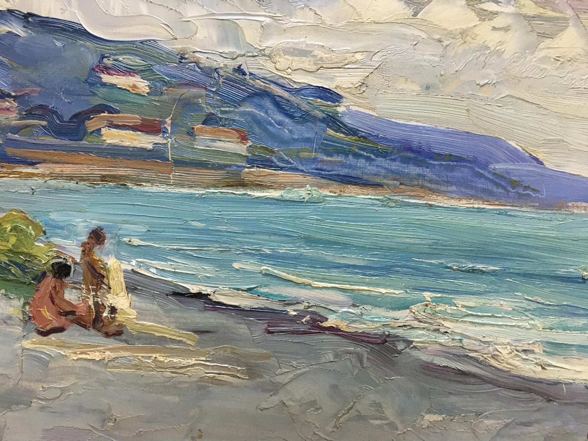 Impressionistic oil painting Near the shore with a girl by Glushchenko Nikolay Petrovich
