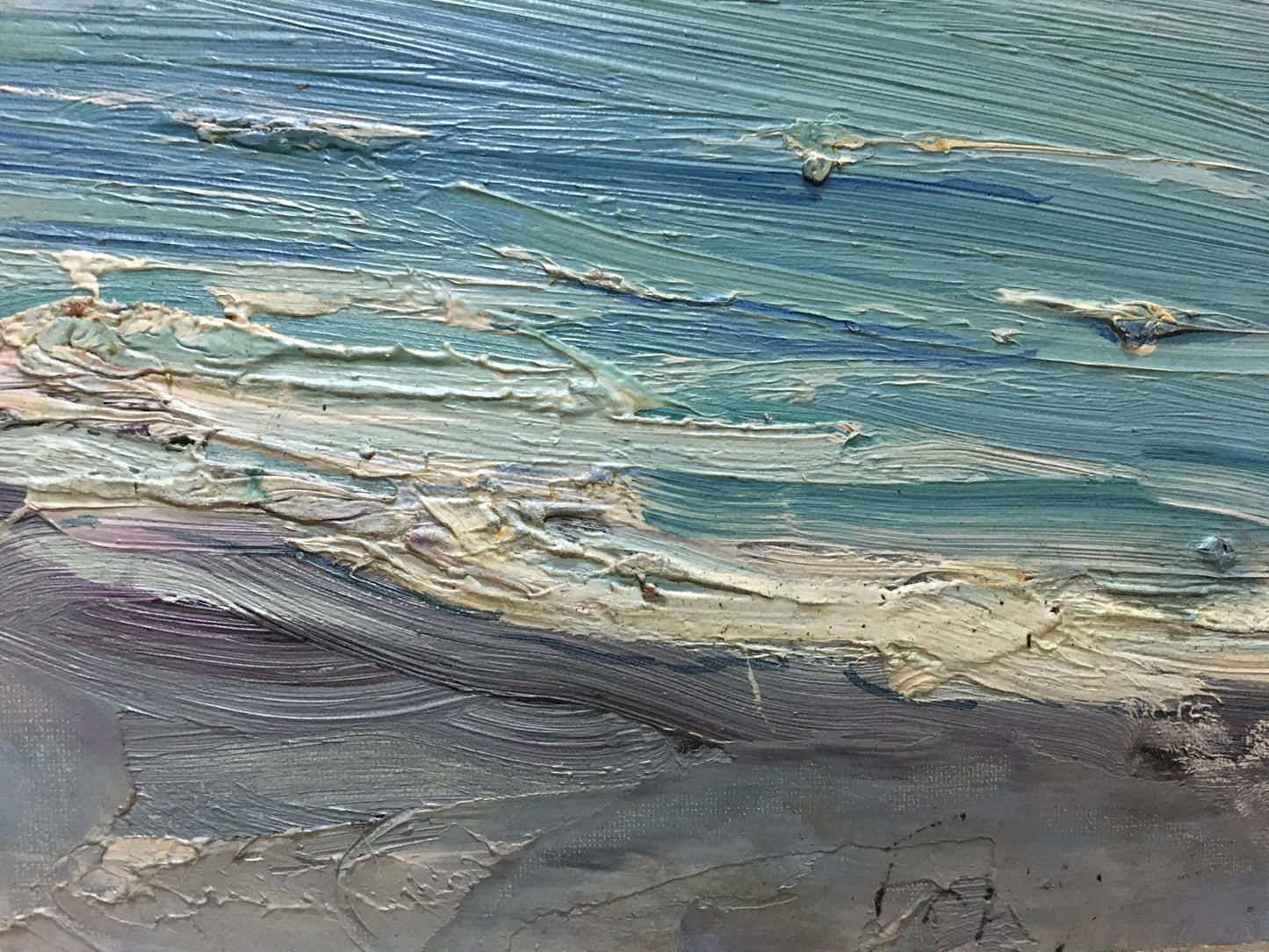 Textured impasto oil painting Near the shore with a girl by Glushchenko Nikolay Petrovich