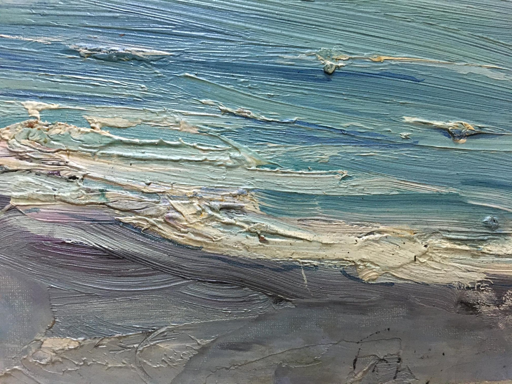 Textured impasto oil painting Near the shore with a girl by Glushchenko Nikolay Petrovich