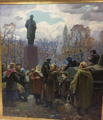 Bronze statue of man in formal attire on pedestal by Petukhov Vasily Afanasevich