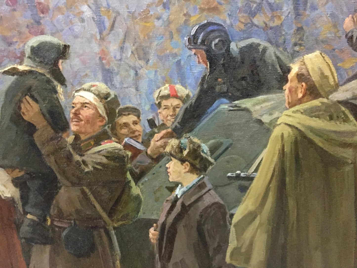 Oil painting We have returned by Petukhov Vasily Afanasevich: soldier holds child