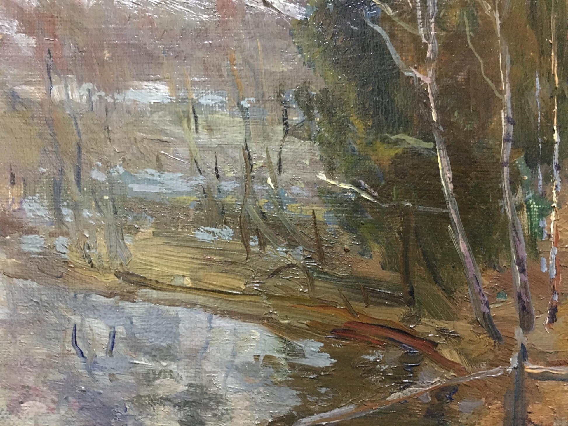 Oil painting End of Winter by Glushchenko Nikolay Petrovich, textured forest scene