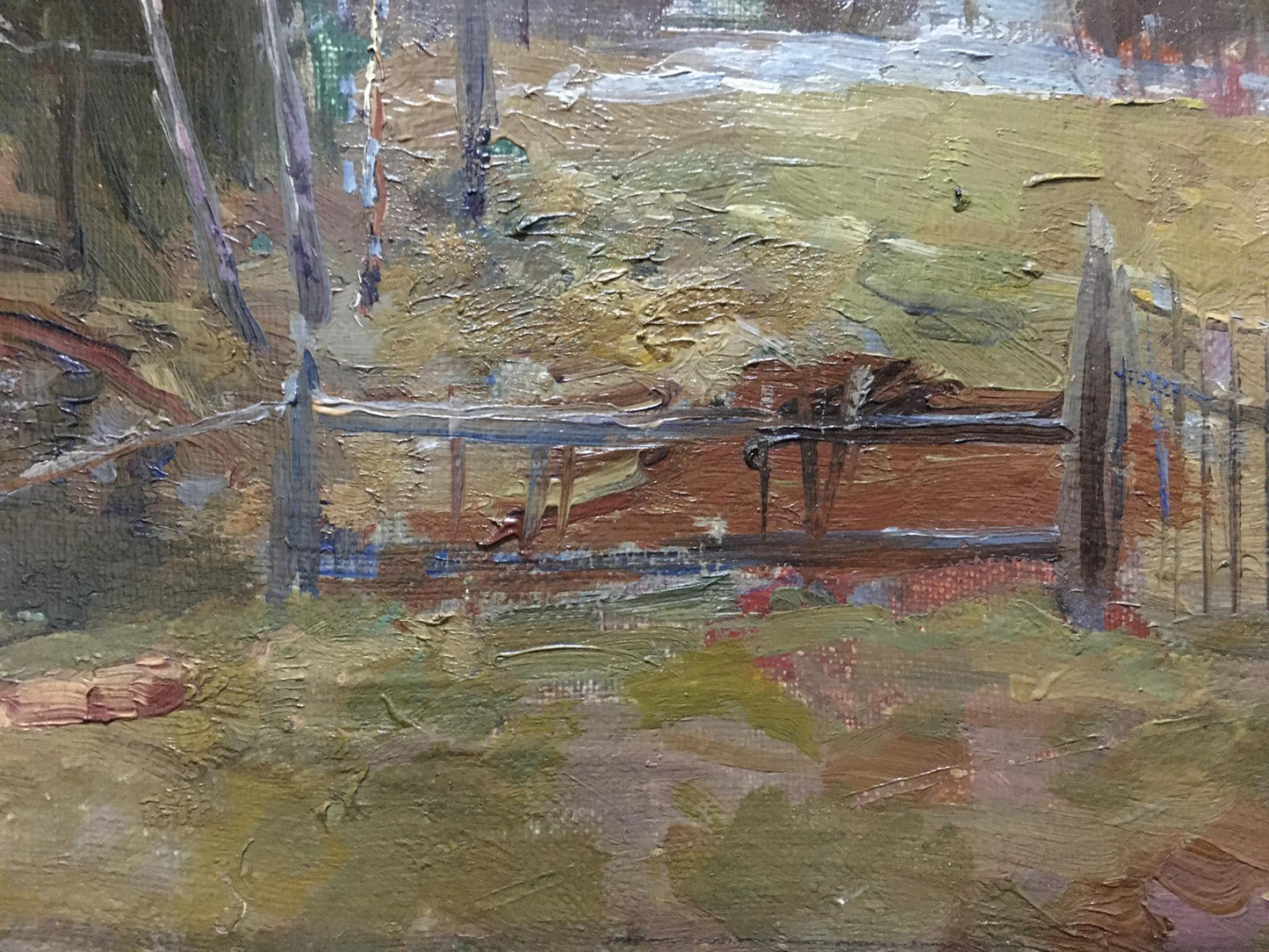 Oil painting End of Winter by Glushchenko Nikolay Petrovich: rustic wooden fence