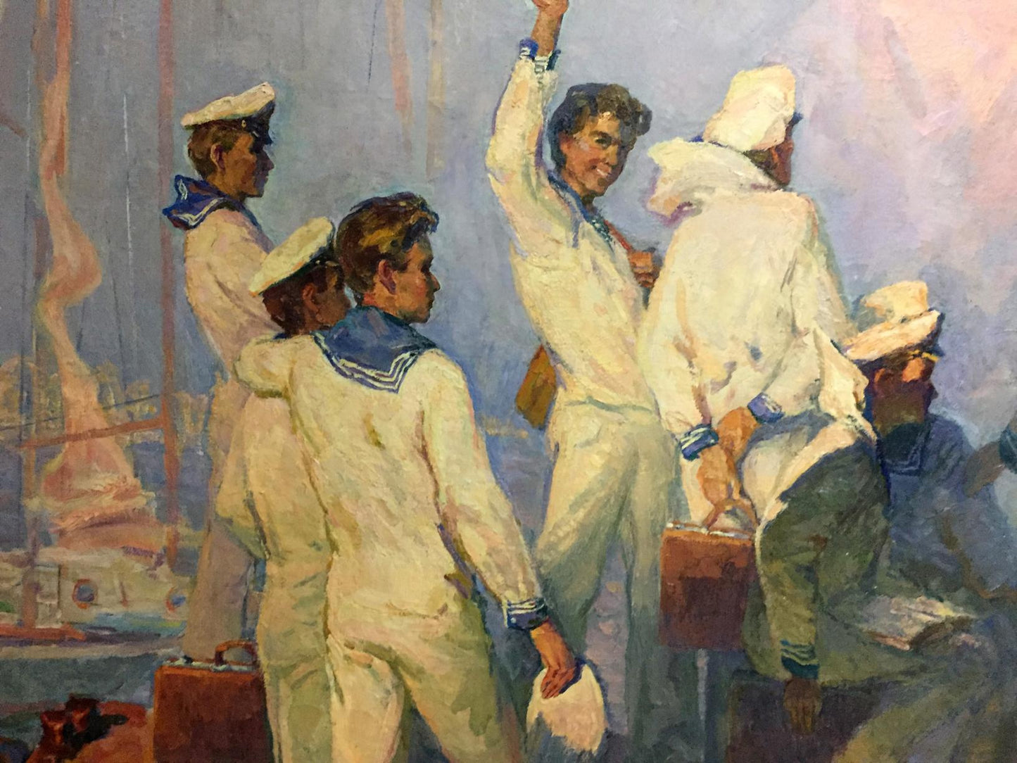 Cheerful sailor in white uniform by Pavlyuk Georgy Nikolaevich oil painting