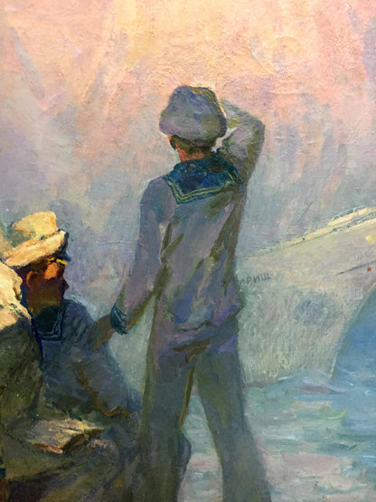 Oil painting Sails of our youth by Pavlyuk Georgy Nikolaevich, two sailors