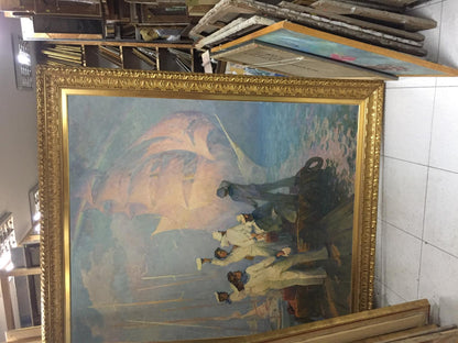 Oil painting Sails of our youth by Pavlyuk Georgy Nikolaevich in ornate gold frame