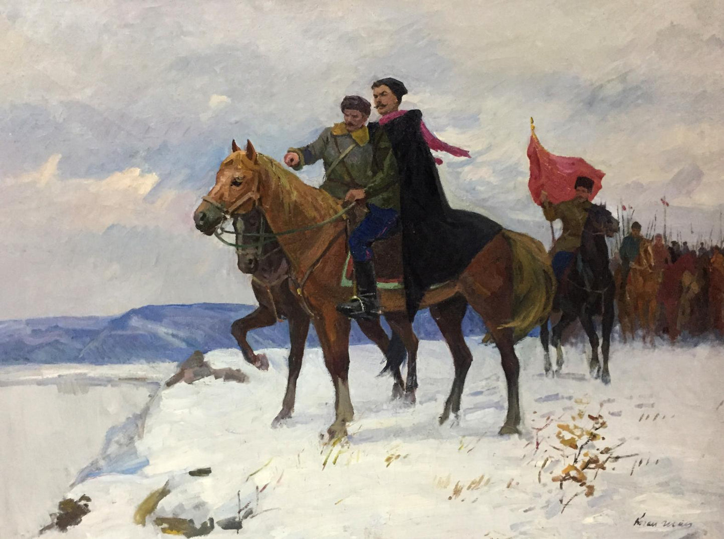 Oil painting Getmans Kogan-Shats by Matviy Borysovych snowy soldiers
