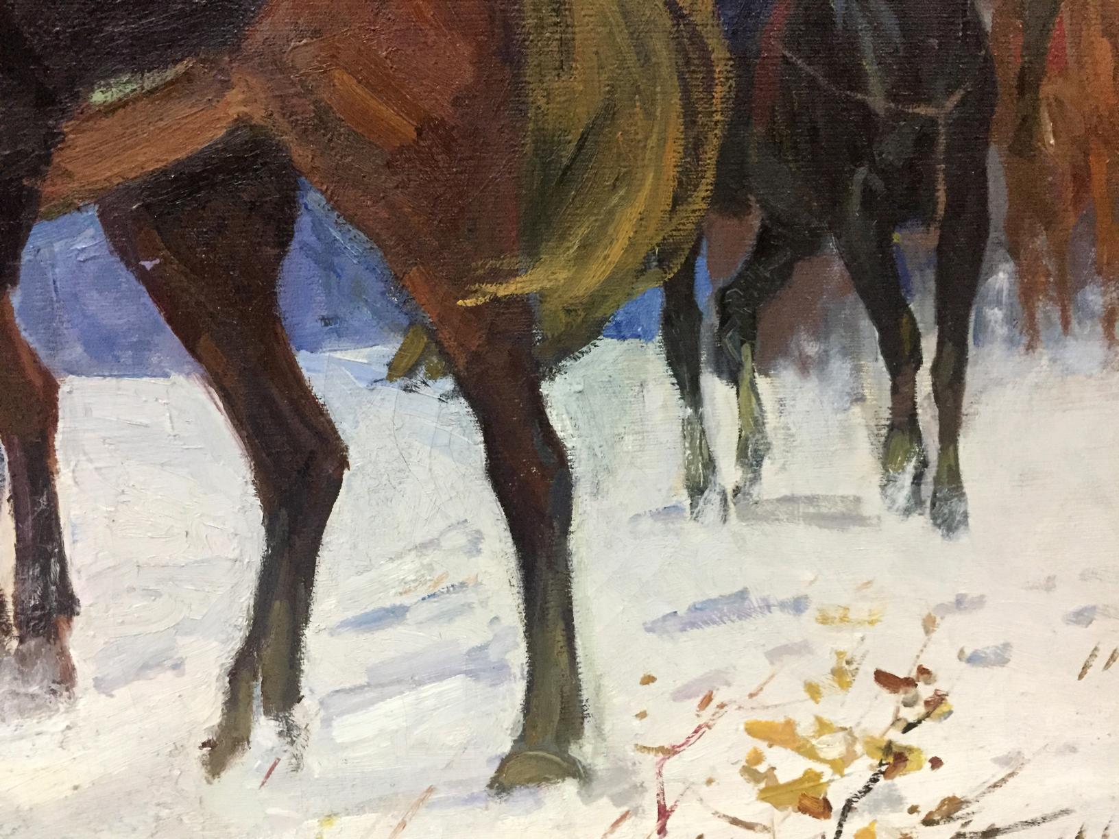 Oil painting by Getmans Kogan-Shats Matviy Borysovych: horses hooves in snow