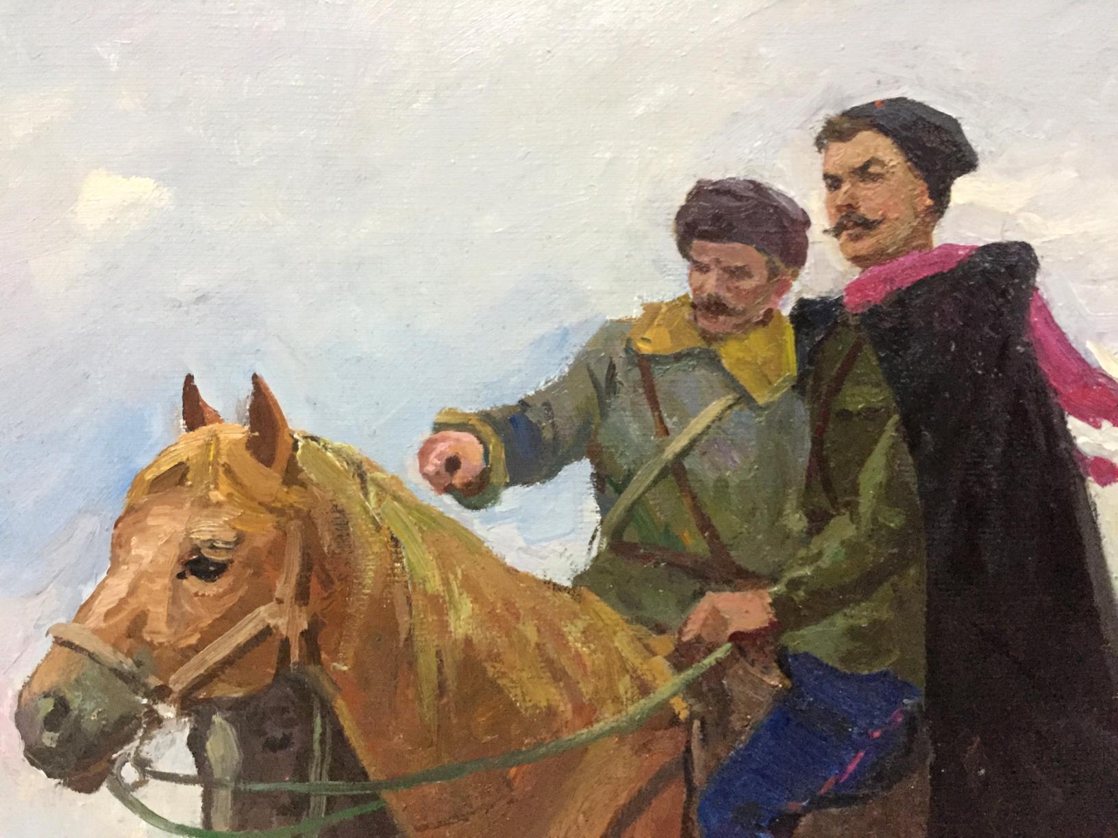 Impressionistic oil painting of chestnut horse by Getmans Kogan-Shats Matviy Borysovych