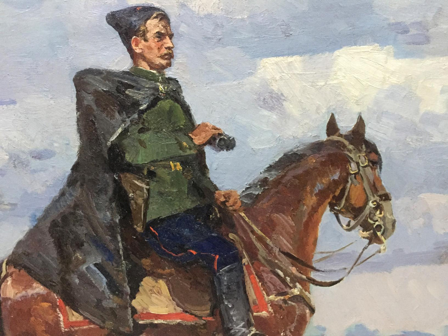 Oil painting of Chapaev by Khodchenko Lev Pavlovich on horseback