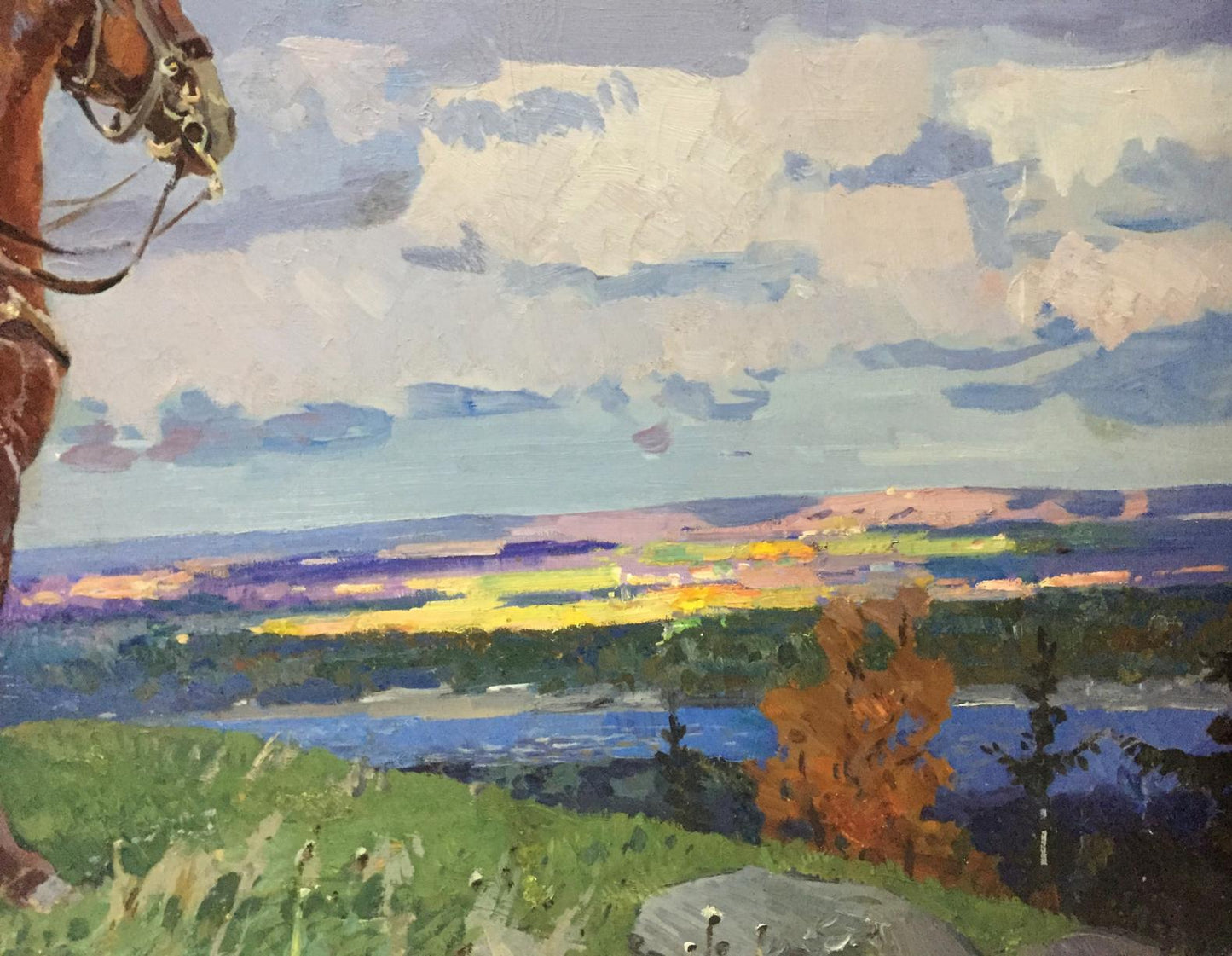Oil painting Chapaev Khodchenko Lev Pavlovich: impressionist horse head landscape