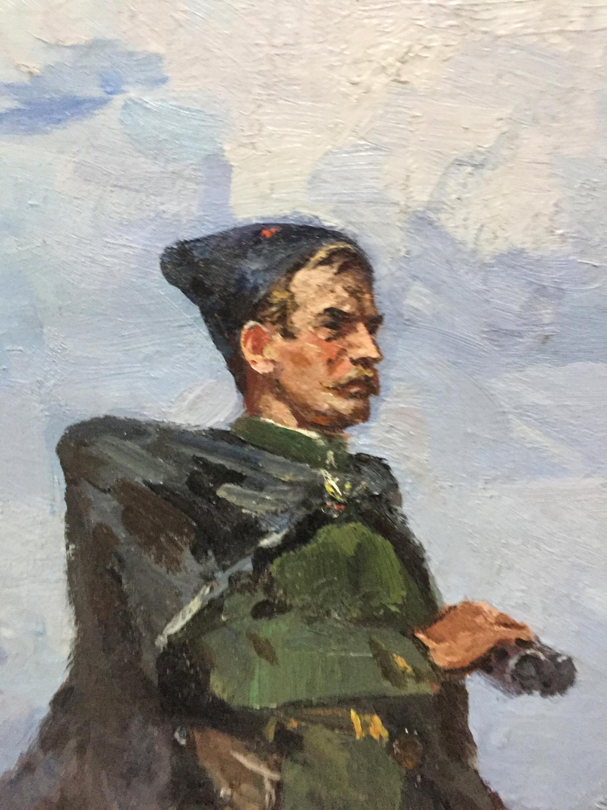 Oil painting of Chapaev by Khodchenko Lev Pavlovich in military uniform