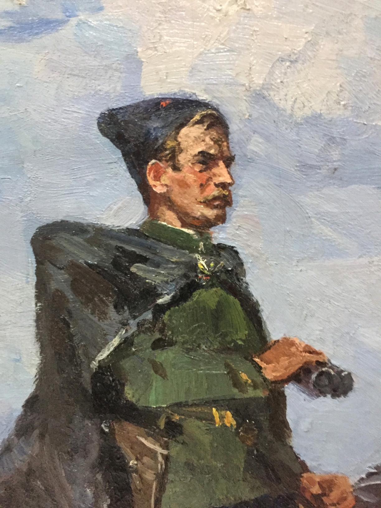 Oil painting of Chapaev by Khodchenko Lev Pavlovich in profile