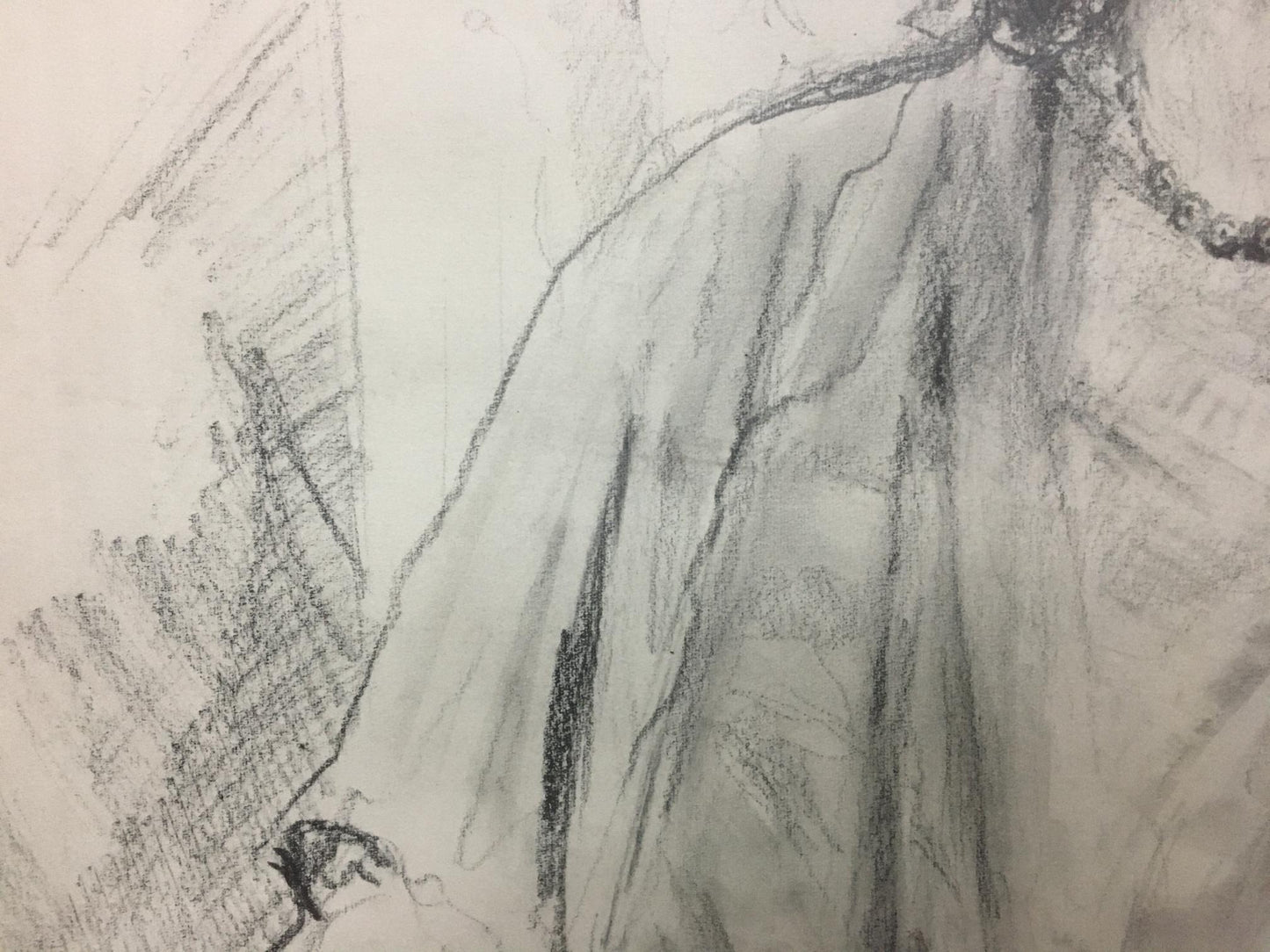 Sketch of flowing draped garment in graphite shading by Shishko Sergey Fedorovich