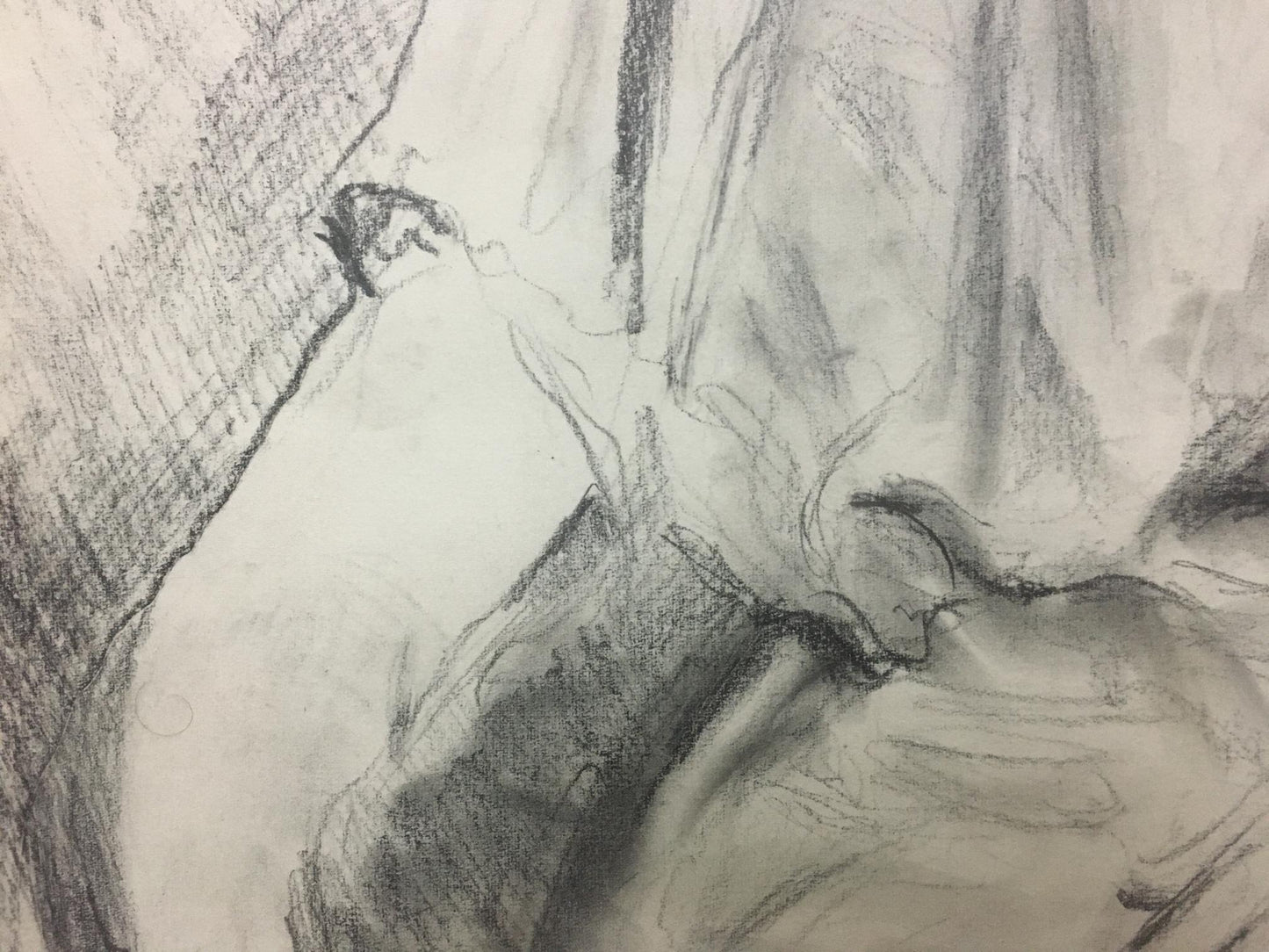 Detailed charcoal sketch of draped fabric by Shishko Sergey Fedorovich