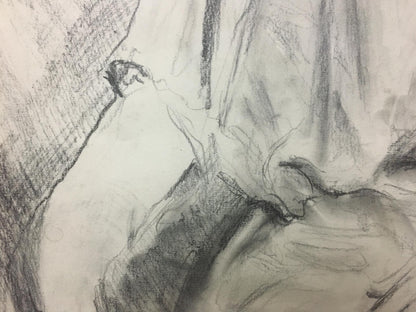 Detailed charcoal sketch of draped fabric by Shishko Sergey Fedorovich