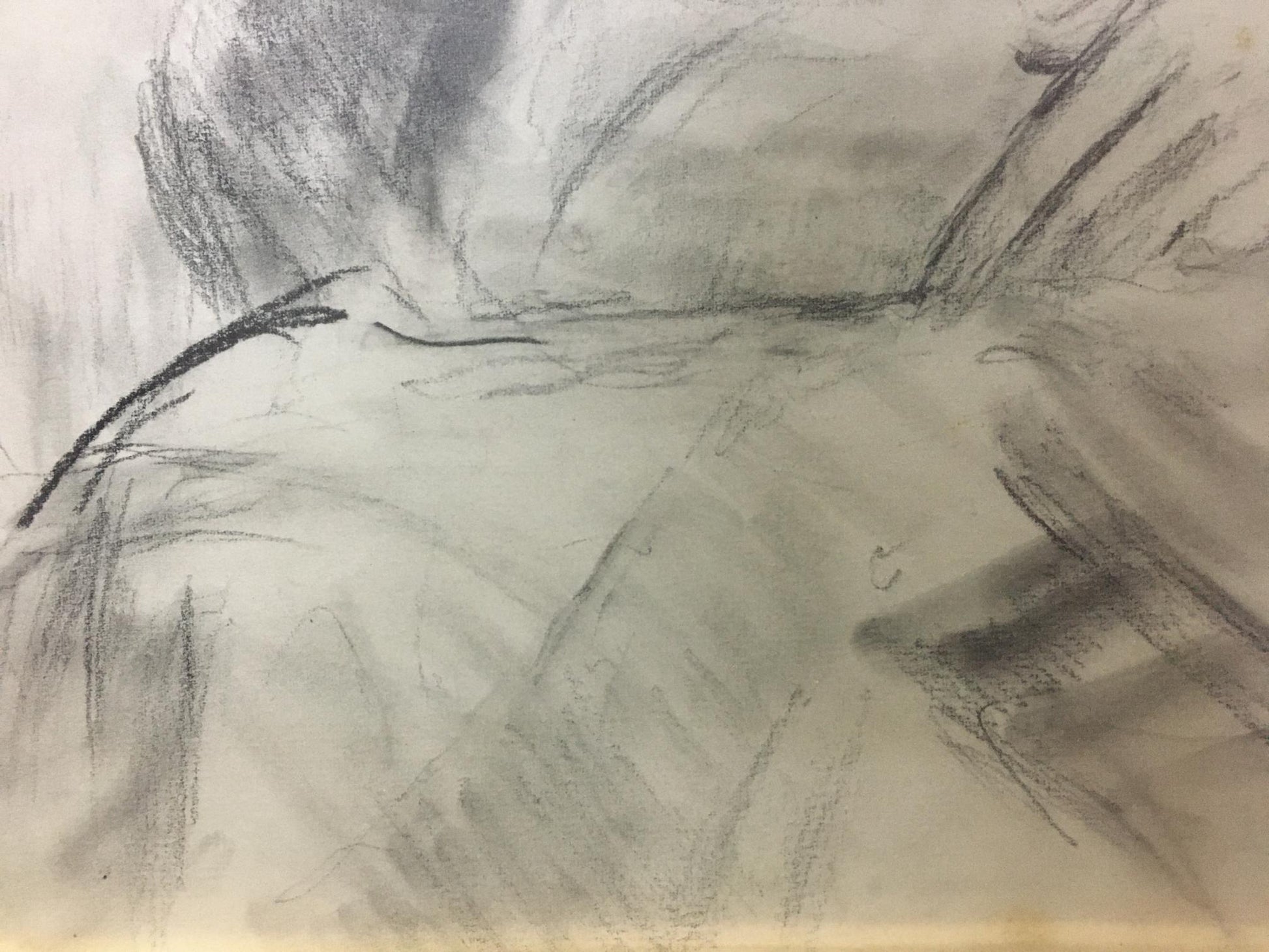 Charcoal sketch of reclining nurse portrait by Shishko Sergey Fedorovich