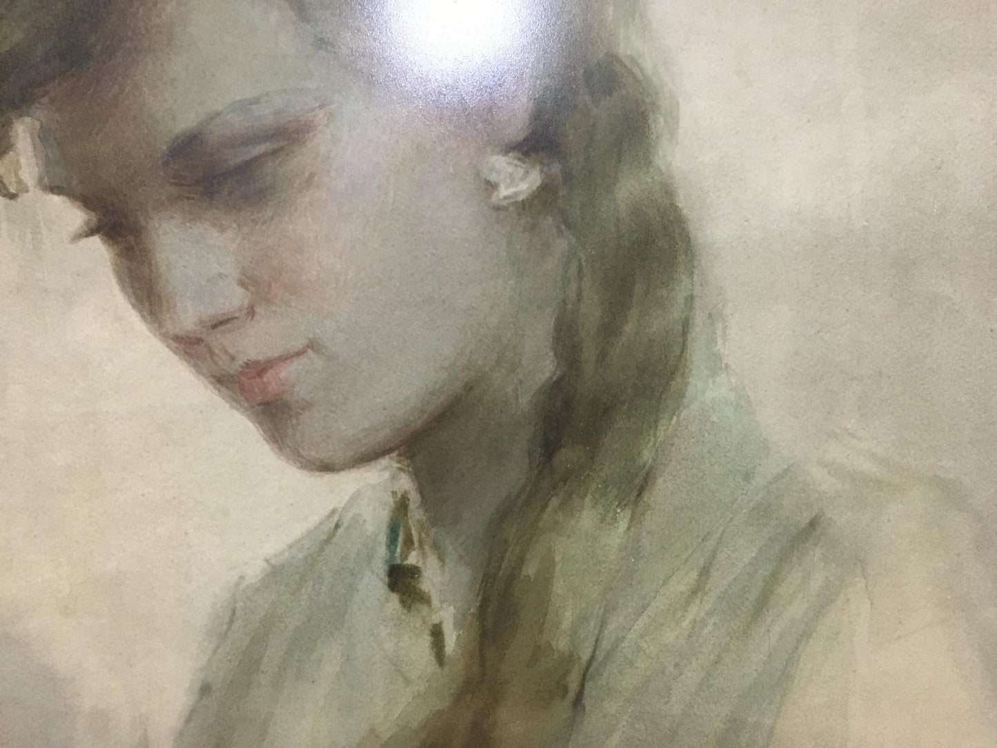 Soft watercolor portrait of girl by Bernadsky Valentin Danilovich