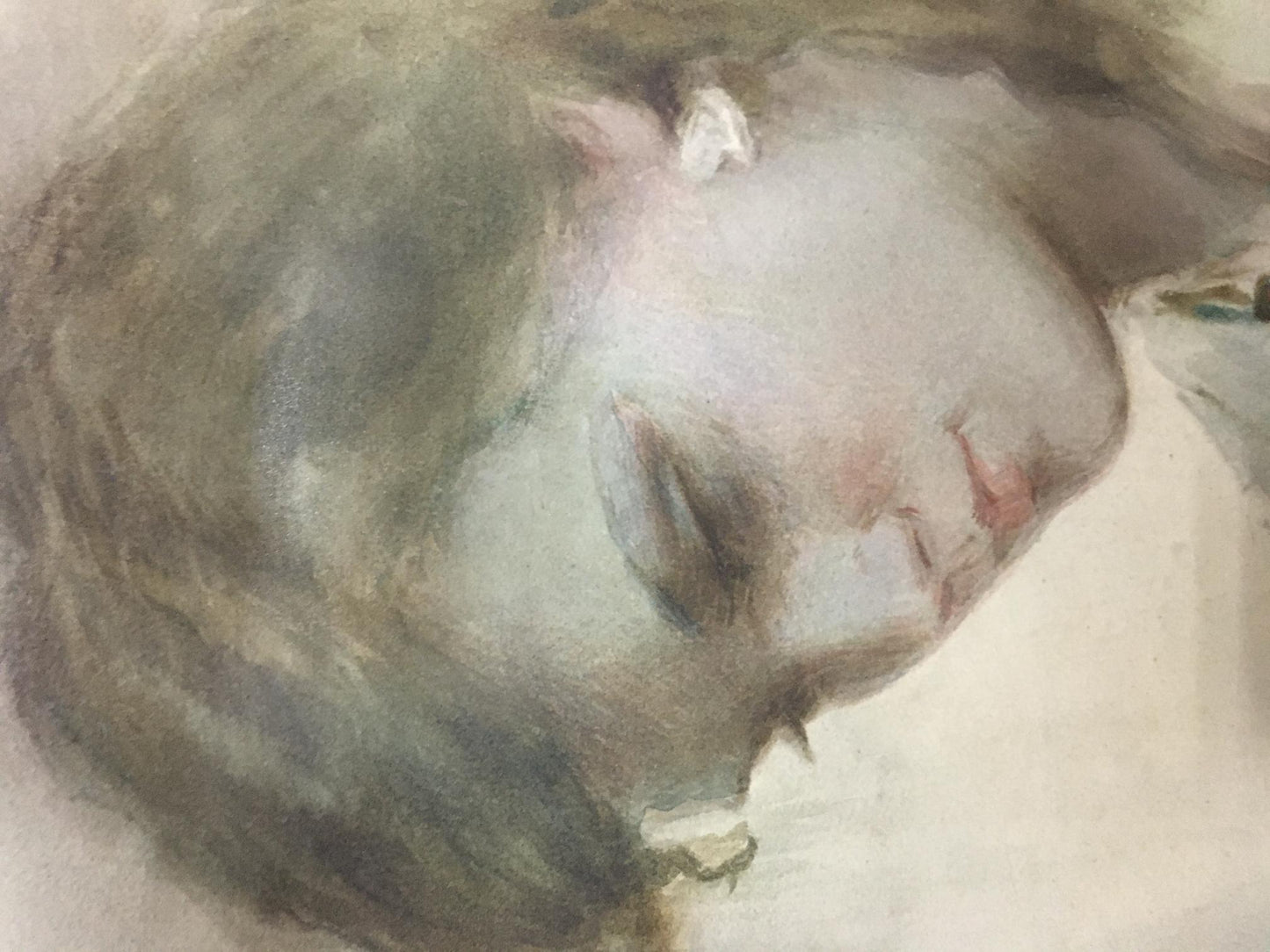 Soft watercolor portrait of sleeping girl by Bernadsky Valentin Danilovich