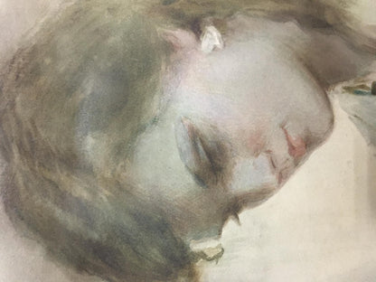 Soft watercolor portrait of sleeping girl by Bernadsky Valentin Danilovich