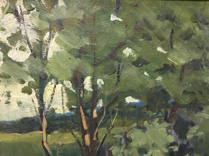 Textured oil painting of summer forest by Polurezov G.I