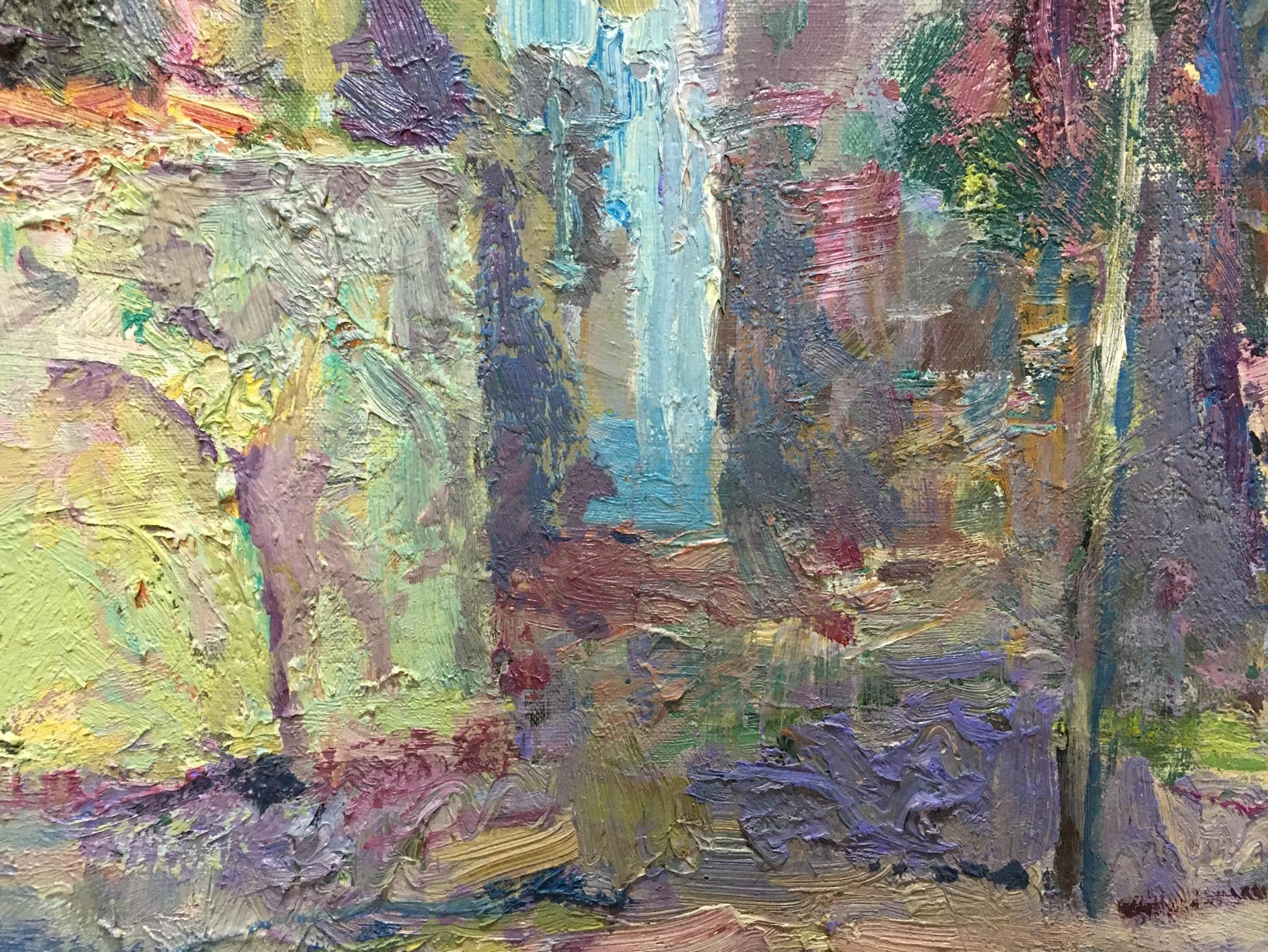 Textured impressionistic Night Balaclava forest oil painting by Karpov Andrey Karpov Nikolay Mikhailovich