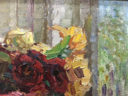Oil painting of red roses by Kurnakov Georgy Vasilievich