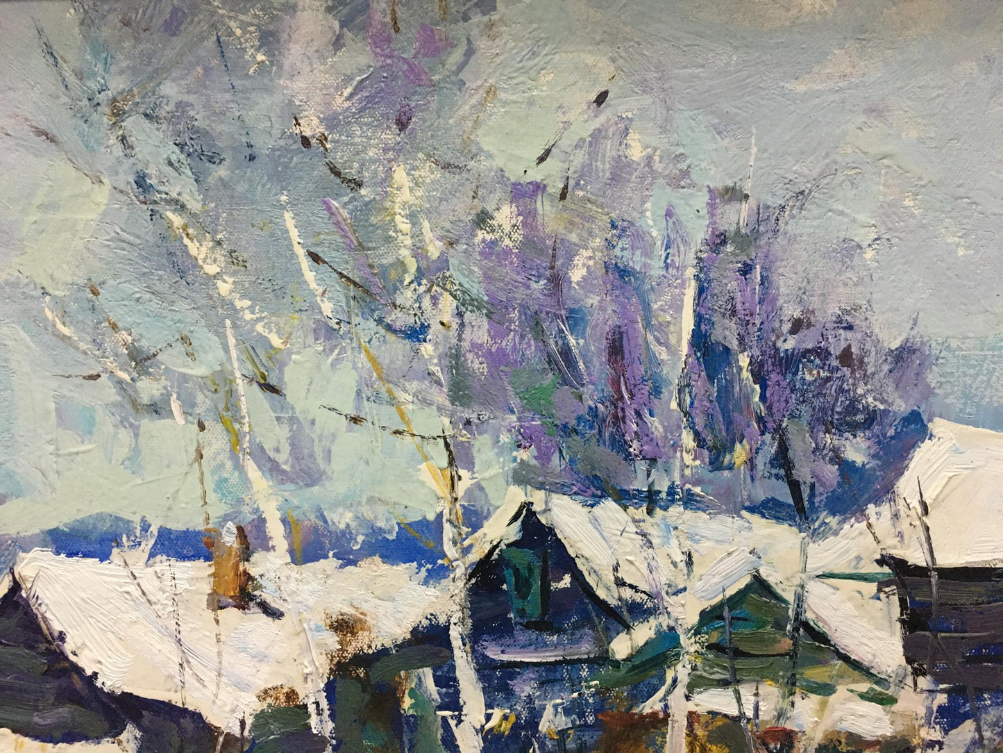 Oil painting Winter landscape by Petrov Ivan Semenovich, snowy trees